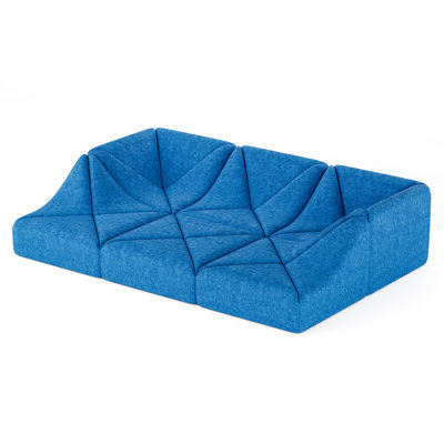 Canapé modulaire compact en chenille 4 places, canapé-lit à profil bas 6 pièces pour appartements et petits salons