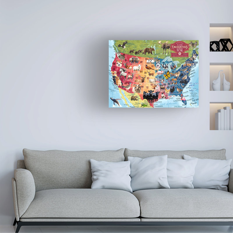 Art mural sur toile tendue - Gail Fraser «Close Encounters Across the Map», art mural pour salon, chambre à coucher ou bureau - 18 x 24