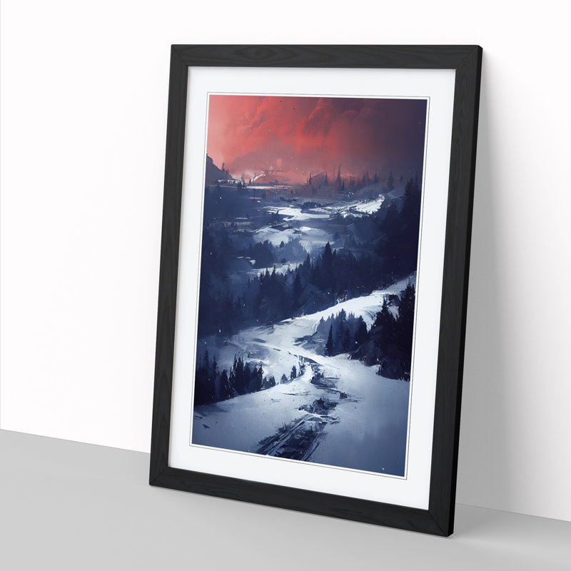 Winter Landscape - Single Picture Frame Painting, 64cm H x 46cm W x 2cm D, Oak