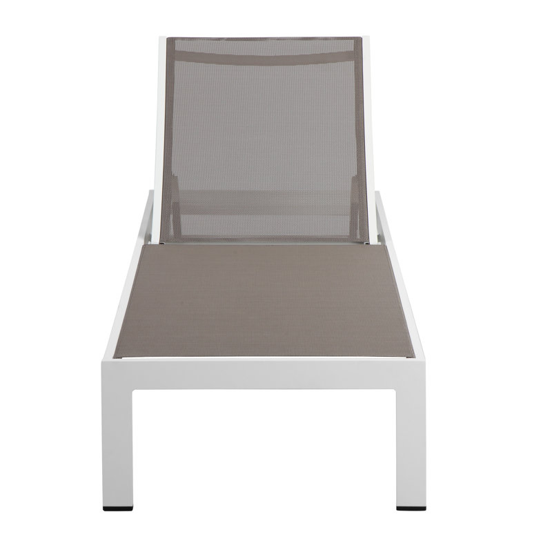 Aynura 76" Long Reclining Single Chaise, White/Taupe