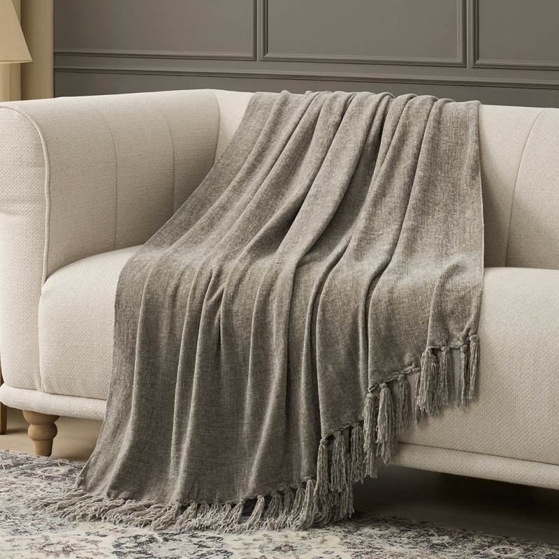 Soft Chenille Throw Blanket, 90" L x 90" W, Taupe