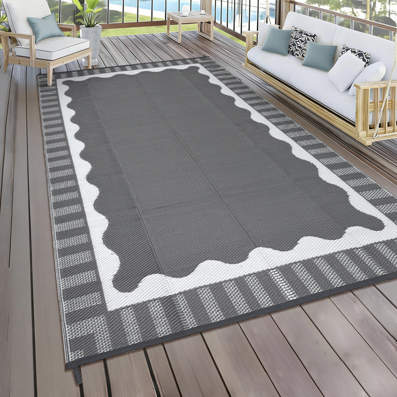 Waterproof & mark Resistant Outdoor Rug Reversible Plastic Patio Mat Modern Carpet for Garden Backyard Camping Weather Resistant