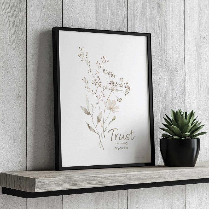 «Trust the Timing» par Susan Ball, reproduction d'art, L 24 po x H 32 po, Brun, Impression encadrée