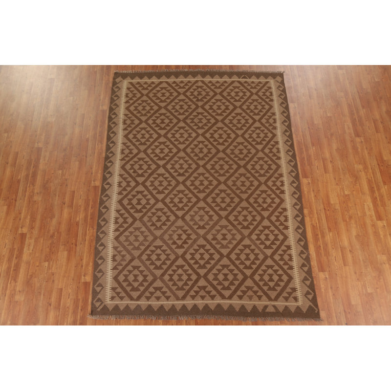 Tapis oriental brun Kilim 7 x 9