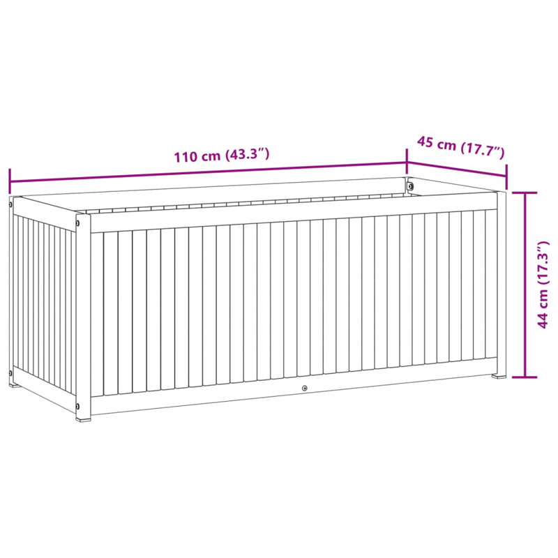 14 Wood Planter, 45cm H x 110cm W x 44cm D