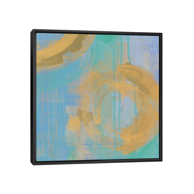 Golden Circles III, reproduction d'art sur toile tendue, Toile encadrée noire, H 18 po x l 18 po x P 1,5 po, Pas de tapis