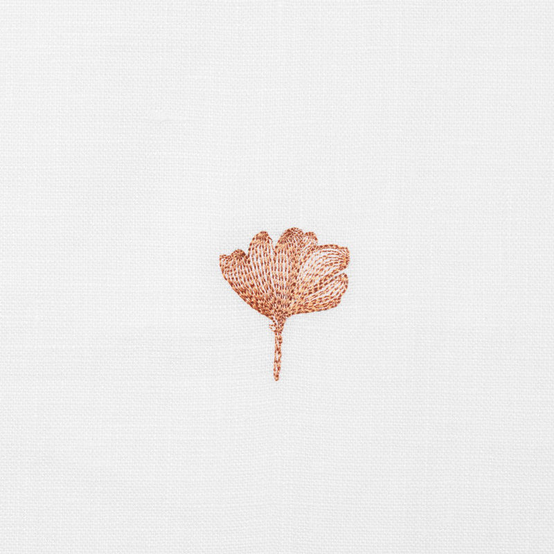 Ginkgo Linen Square Pillow Cover & Insert, White/Russet