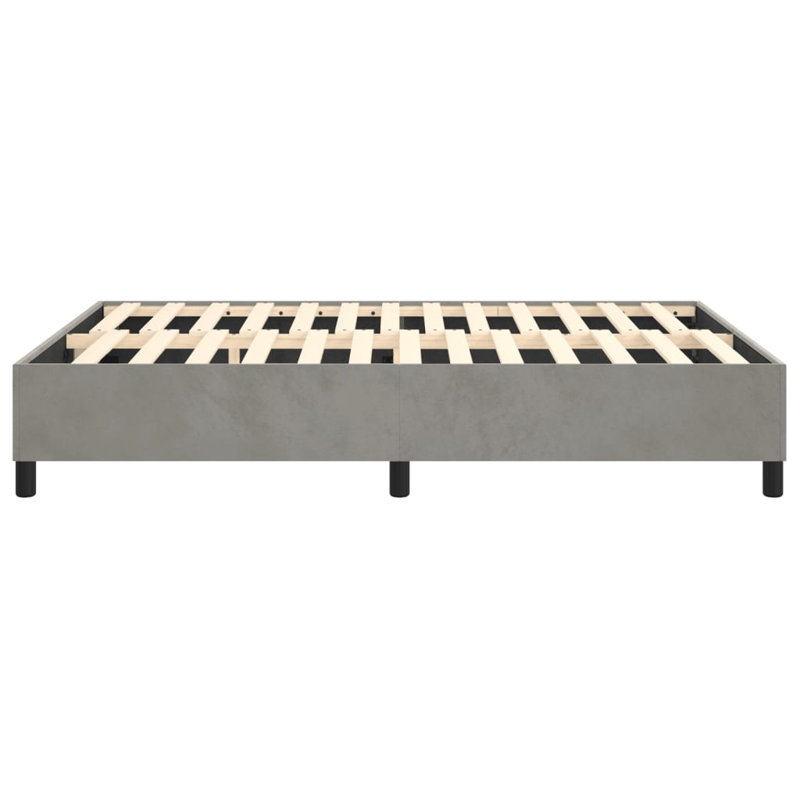 Box Spring Bed Frame Light Grey Full Velvet , Full, Light Gray