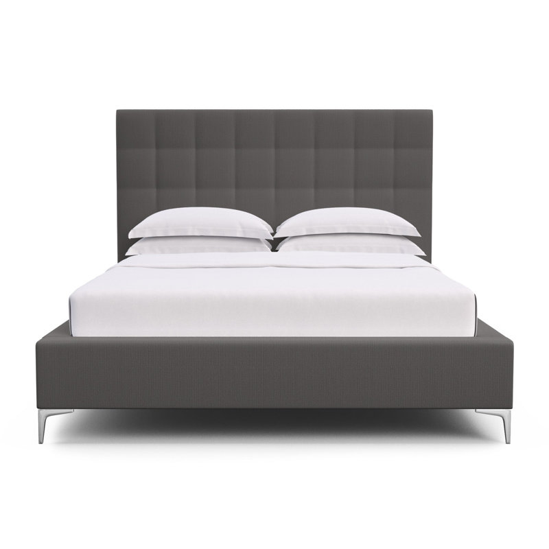 Bryant Upholstered Bed, Plush Velvet Haze, Queen, Ebony