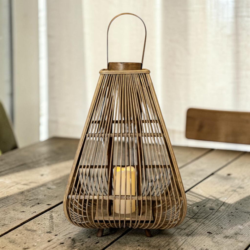 Extra Large Bamboo Lantern with LED Candle