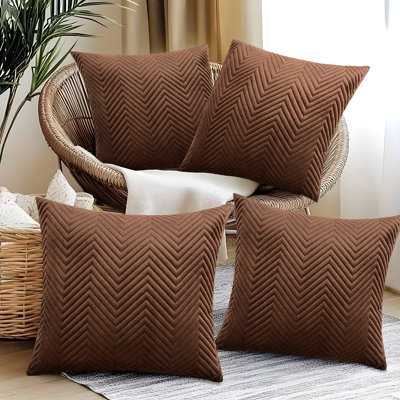 Embossed Quilted Pattern Velvet Cushion Cover (Set of 4)