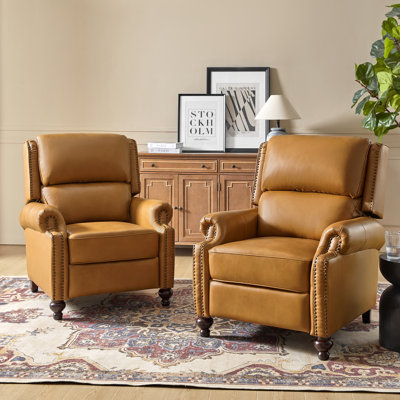 Anre Genuine Leather Recliners with Nailhead Trim (Set of 2)