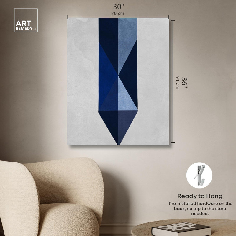 «Blue Crayon Canvas Modern Midcentury» par Art Remedy, H 36 po x l 30 po, Toile tendue