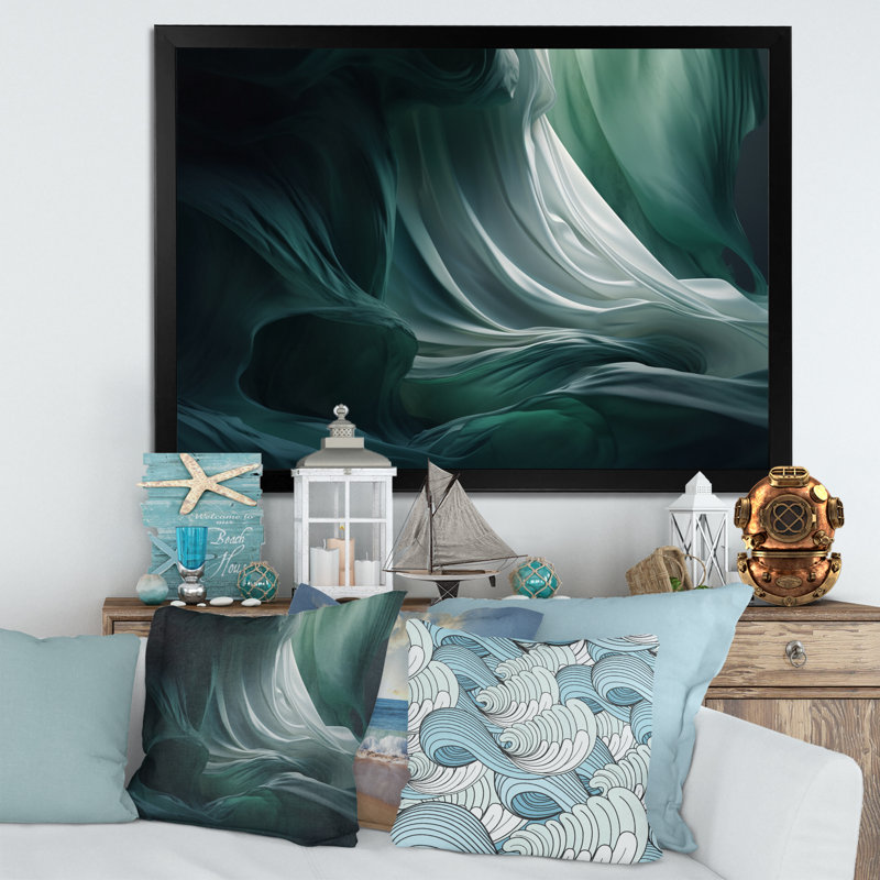Vert, le chef-d'œuvre aquatique II, reproduction d'art sur toile, H 34 po x l 44 po x P 1,5 po, Cadre photo noir