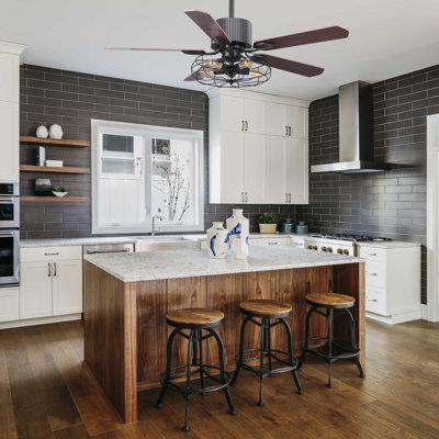 Helston 52-inch Indoor Smart Ceiling Fan with Light Kit & Wall Control, Works with Google Assistant, Amazon Alexa, and Siri Shortcuts.