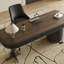 Bureau rectangulaire en bois massif noir avec 5 tiroirs-1169845889-1169845890