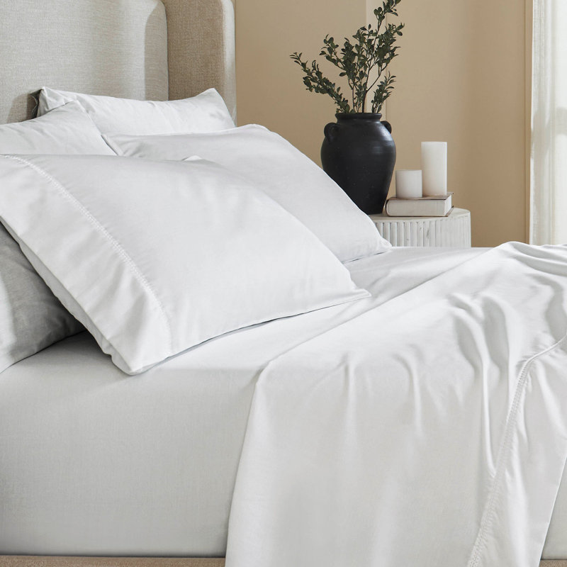 Ensemble de draps Impressions, Blanc, Ensemble de draps très grand californien avec 2 t