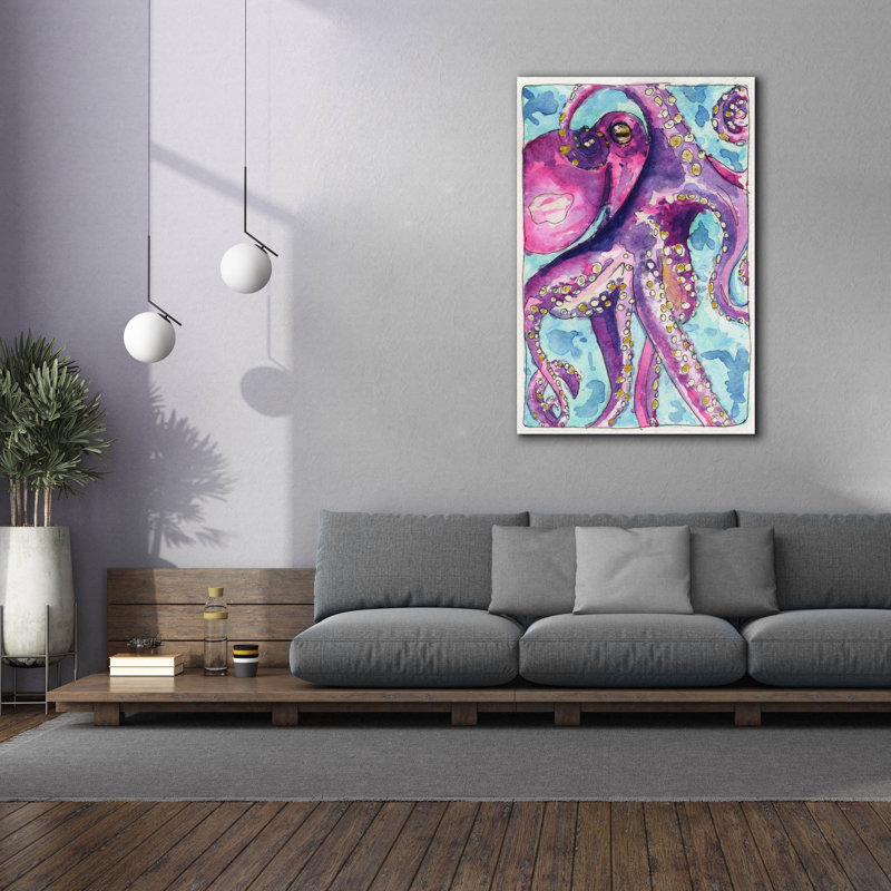 "Epic Graffiti" Snow Day Octopus "par Anika Goodhue, art mural sur toile, H 60 po x l 40 po x P 1,5 po