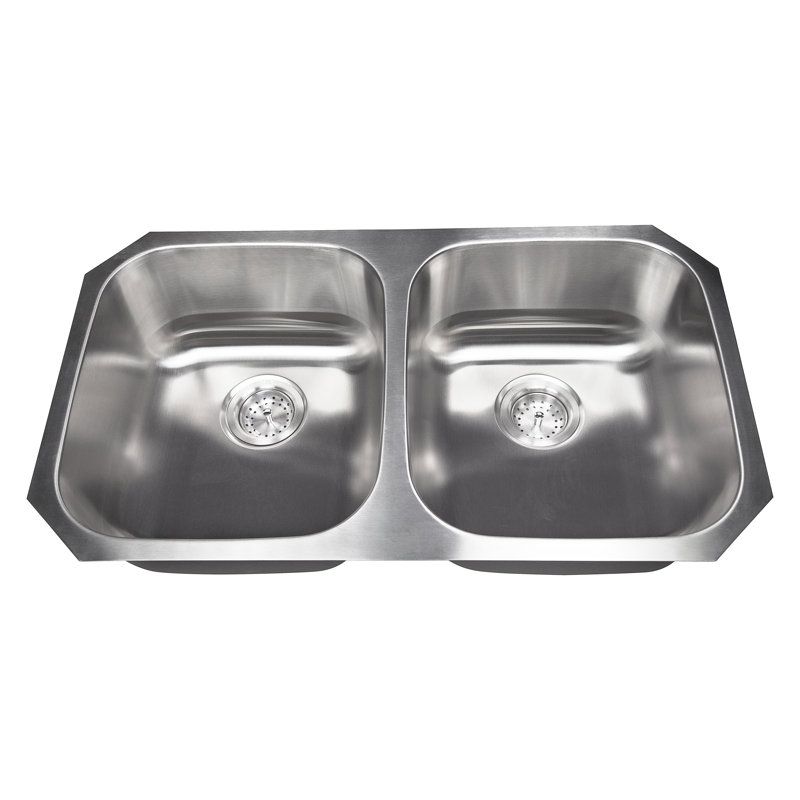 Évier de cuisine à double cuve encastrable en acier inoxydable calibre 18 50 po x 50 po SleekSteel