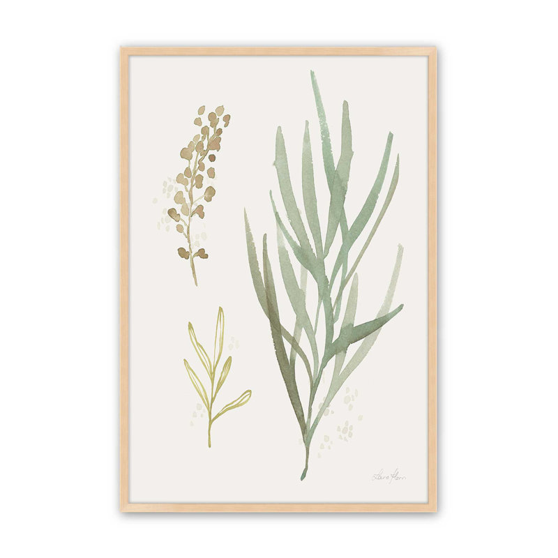 «Earthy Greens in Bloom III», reproduction, H 21 po x l 17 po, Cadre ouvert en érable brut