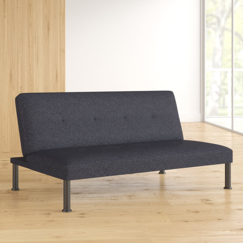 Iselys Twin 64'' Upholstered Convertible Sofa, Midnight Gray