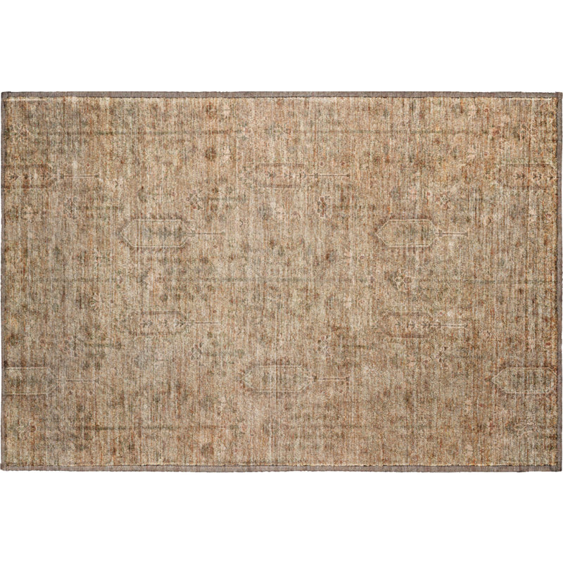 Premium Machine Washable Prisco Terracotta Rug, Rectangle 1'8" x 2'6"