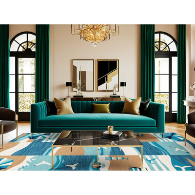 Washable Modern Beach Life Coastal Area Rug