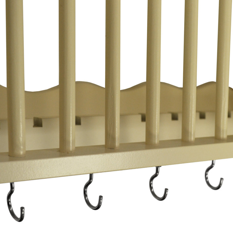 Wood Rectangle Wall Mounted Pot Rack, Buttermilk