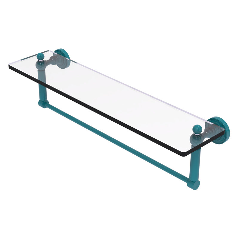Tablette flottante avec barre à serviettes Dottingham, H 5 po x l 22 po x P 5 po, Bleu sarcelle Glokzin
