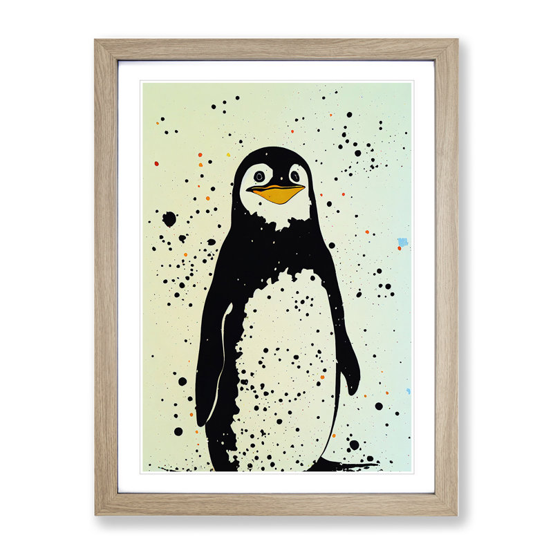 Penguin Graffiti No.7 - Wall Art, Oak Picture Frame, White, 46cm H x 34cm W