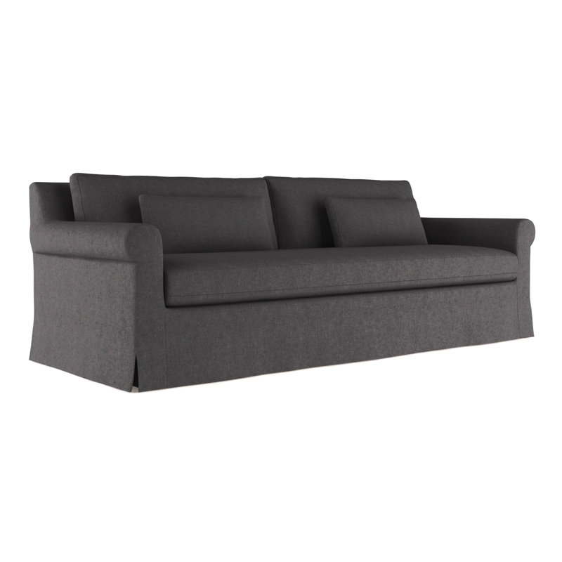Canapé à accoudoirs arrondis Ludlow, H 34 po x l 96 po x P 42 po, Ébène, Velours écrasé chocolat