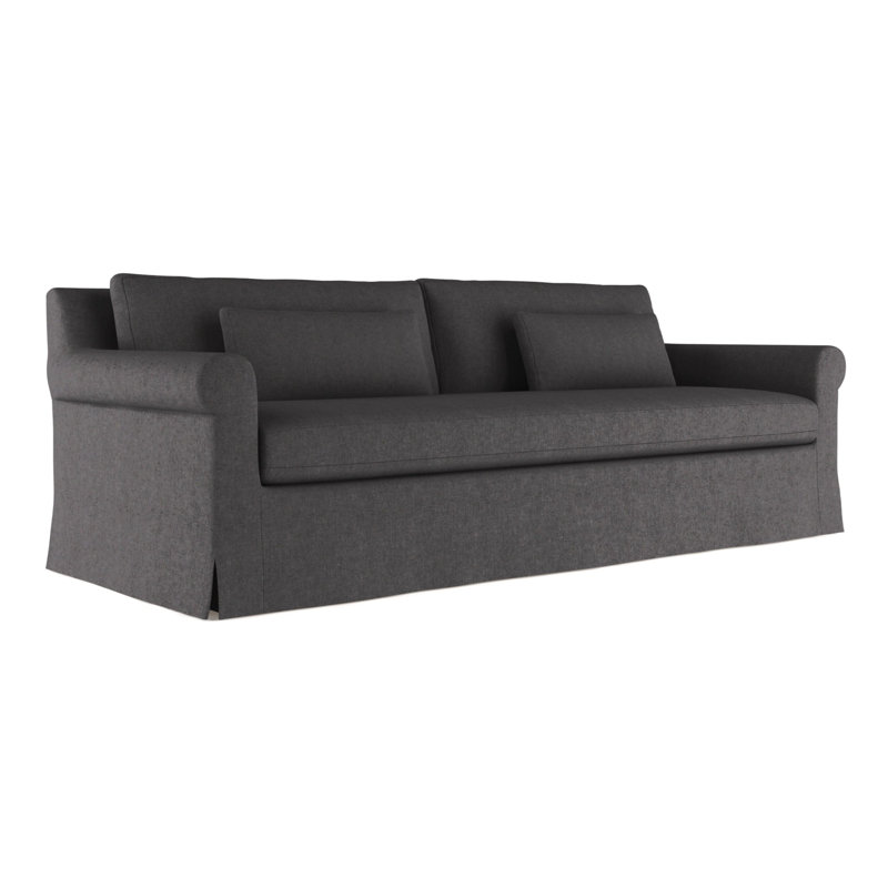 Canapé Ludlow, H 34 po x l 120 po x P 42 po, Velours moelleux imprimé bleu, Ébène