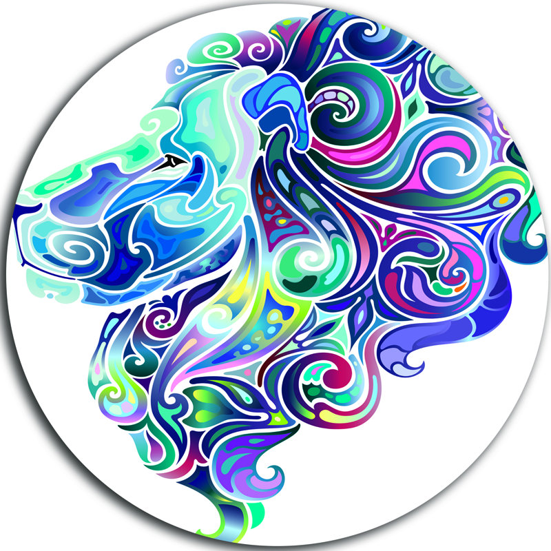 « blue lion abstract art », impression, H 23 po x l 23 po x P 1 po, Métal