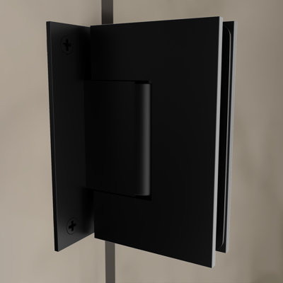 Brixwell V537MBL Charnière de plaque arrière complète à fixation murale 4 po de hauteur pour verre trempé monolithe de 3/8 po à 1/2 po préréglé à 5 degrés Oui Finition noir mat