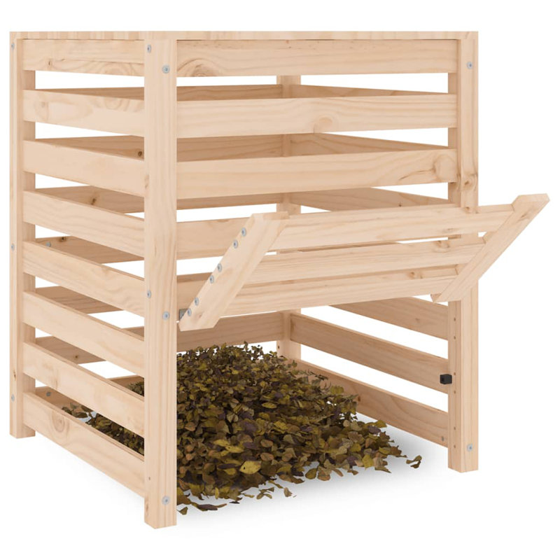 Anikka Solid Wood Stationary Composter, 63.5 W x 63.5 D x 77.5 Hcm, Tan