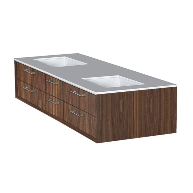 Gemelli 60'' W Double Bathroom Vanity Base, Natural Walnut