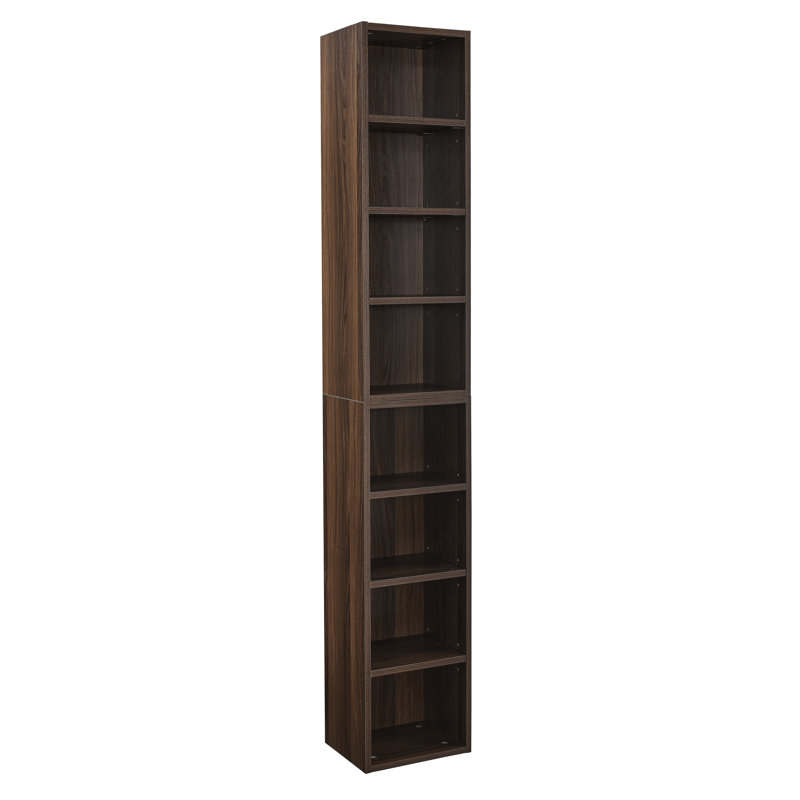 Étagère multimédia à 8 niveaux, armoire de rangement compacte CD DVD, bibliothèque multifonctionnelle à deux étages, Noyer