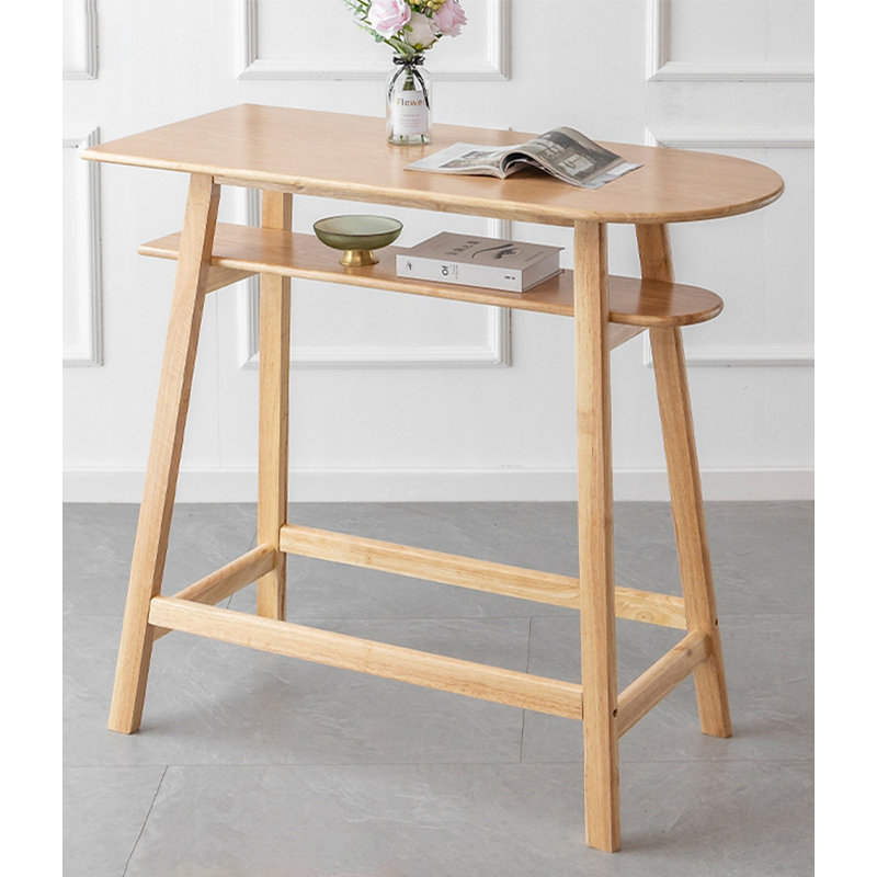 Modern Minimalist Solid Wood With Storage Bar Table