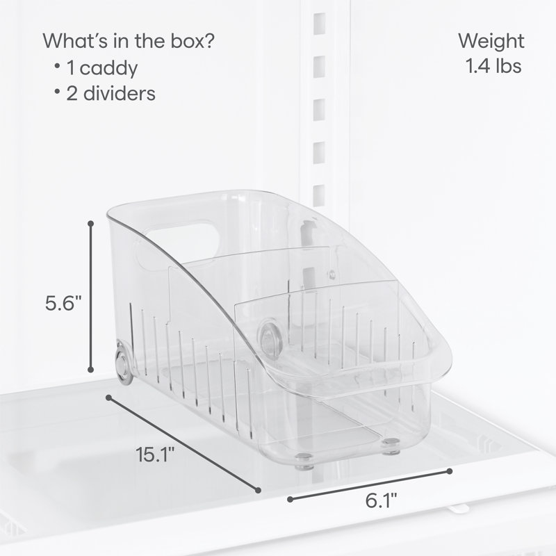 YouCopia® RollOut® Fridge Drawer, 6", Rolling Fridge Organizer with Adjustable Dividers