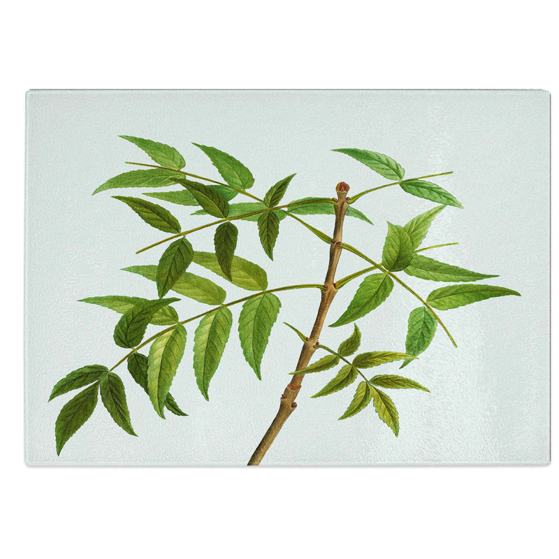 Glass European Ash Tree Branch by Pierre-Joseph Redoute Chopping Board, 39 cm W x 28.5 cm L