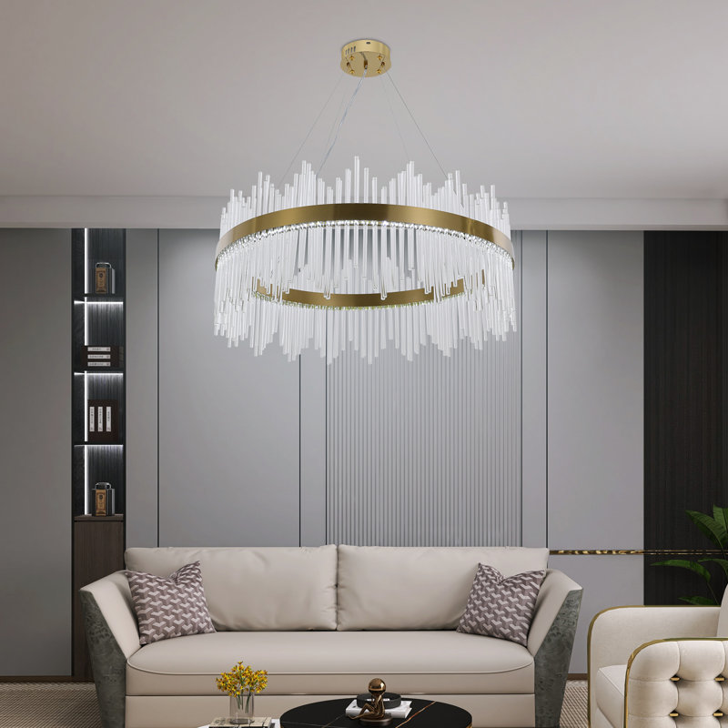 Lustre unique à DEL avec détails en cristal Esiquio sans télécommande