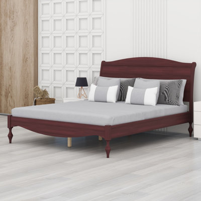 Classic Vintage Platform Bed Frame with Wood Arched Headboard