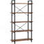 5-Tier Rustic Brown Industrial Metal Bookshelf Unit