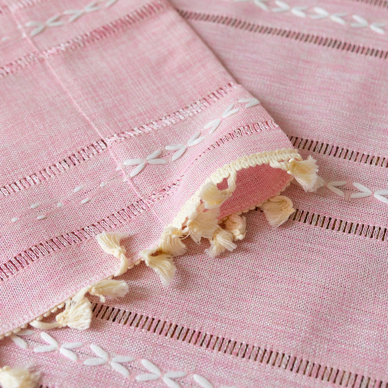 Ramonte Cotton Blend Semi Sheer Curtain Pair, Pink, 52" W x 63" L