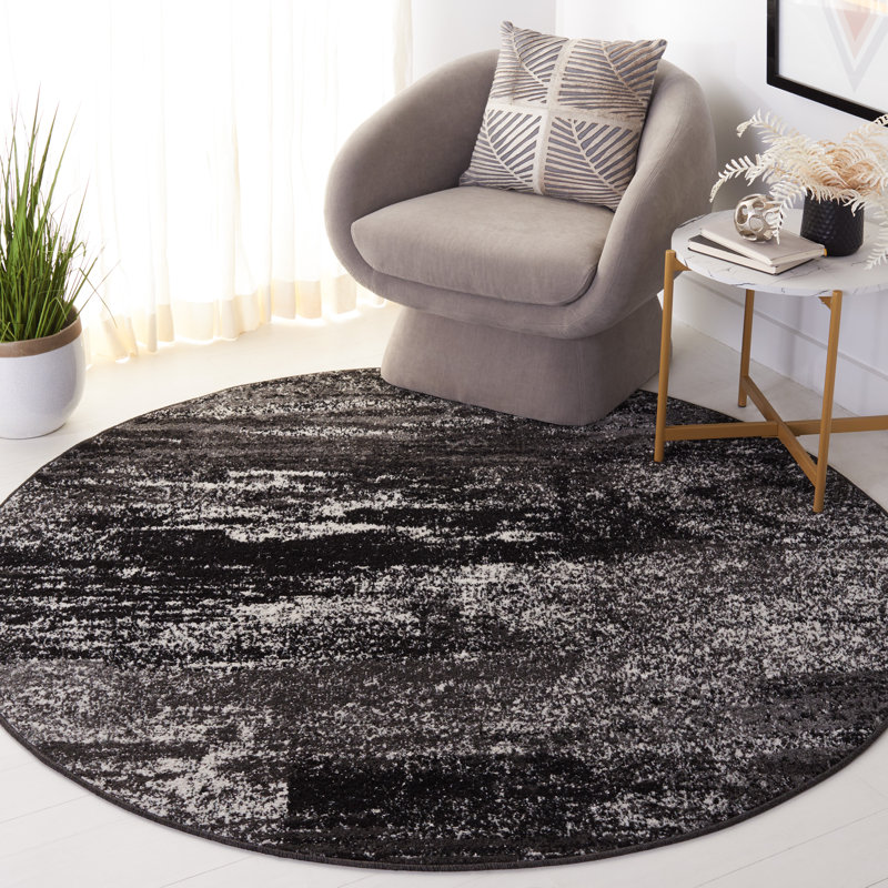 Binali Adirondack Revival Area Rug, Silver/Black, Round 91 cm