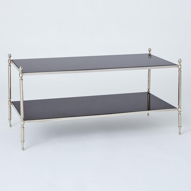 Marble Top Single Coffee Table, Black Top/Nickel Base