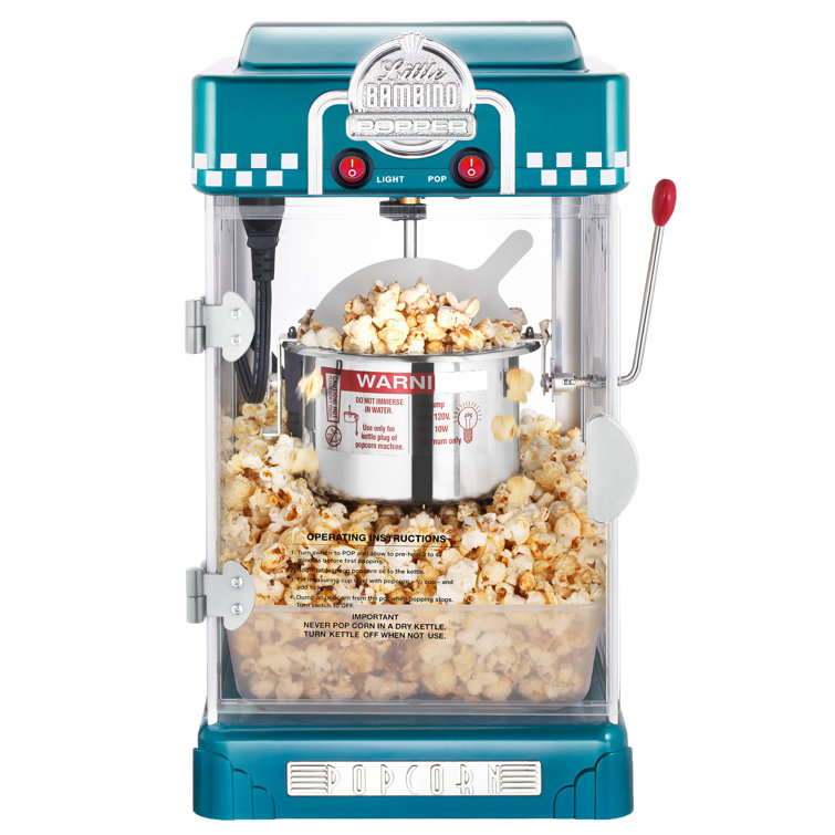 Zippy Pop Blue Stovetop Popcorn Popper with Glass Lid, 4-Quart Capacity