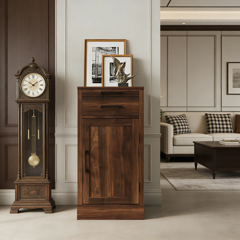 Armoire à vin et buffet modulaire en noyer brun avec rangement spacieux pour l'élégance de la salle à manger