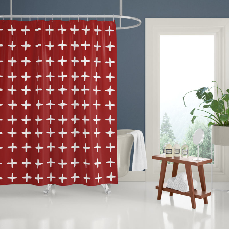 Rideau de douche, Rouge / blanc