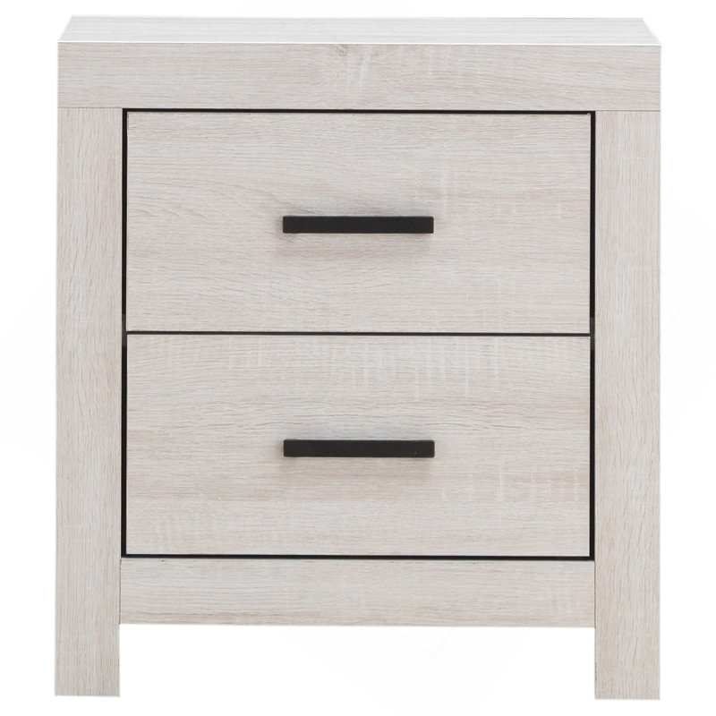 Table de chevet 2 tiroirs Brantford, Blanc